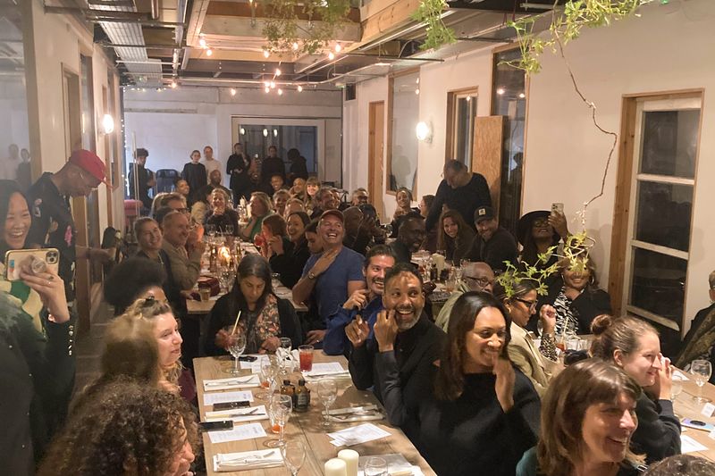 Guest table at Queensrollahouse during Patrice Hind's Supper Club held at Queensrollahouse artists' studios